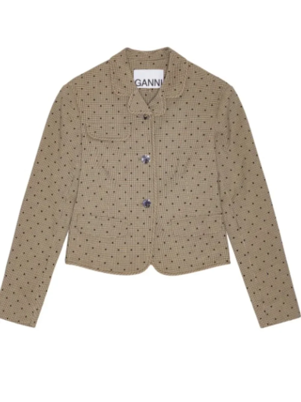 GANNI I NWT Brown & Black Lenzing Tiger's Eye Check Polka Dot Pattern Blazer, 38